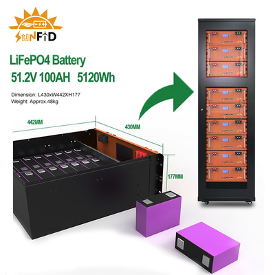 Bộ lưu trữ pin 10kwh 400ah cho hệ thống năng lượng mặt trời gia đình Hệ thống lưu trữ bảng điều khiển năng lượng mặt trời Lifepo4 300ah