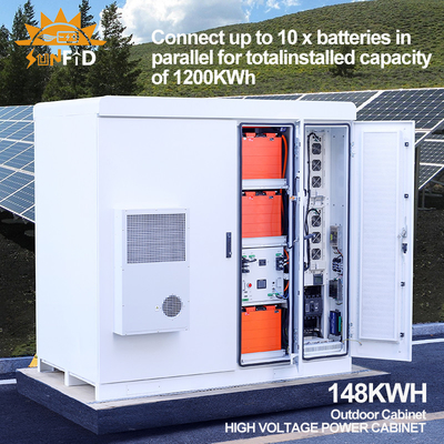 Hệ thống lưu trữ pin năng lượng mặt trời thương mại 384V 192V 96V 148KWH