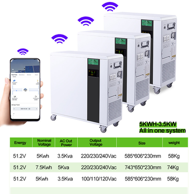 Hệ thống lưu trữ năng lượng dân dụng 7,5KWH Pin Lithium tất cả trong một 5KWH
